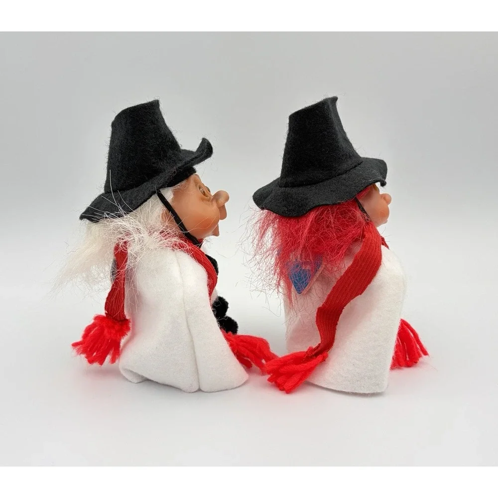 Vintage Norfin Troll Frostbite Snowflake Snowman Dolls 5433 50516 Tags Lot Of 3